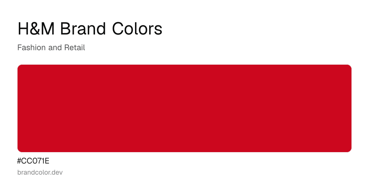 H&M brand color palette with hex codes: #CC071E