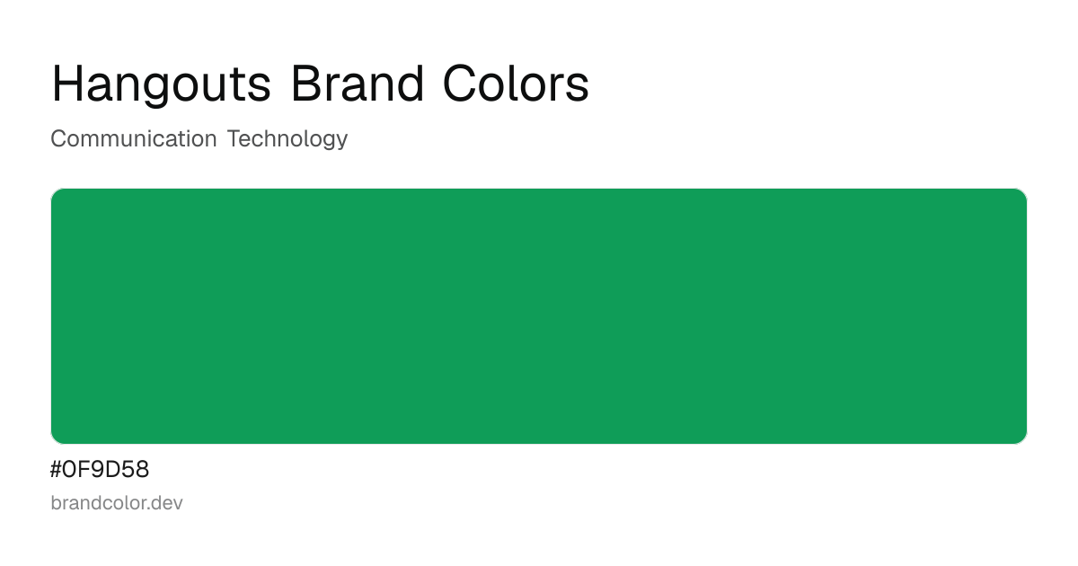Hangouts brand color palette with hex codes: #0F9D58