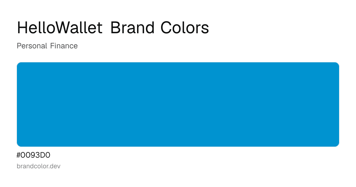 HelloWallet brand color palette with hex codes: #0093D0