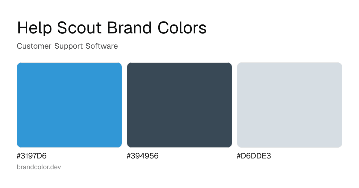 Help Scout brand color palette with hex codes: #3197D6, #394956, #D6DDE3