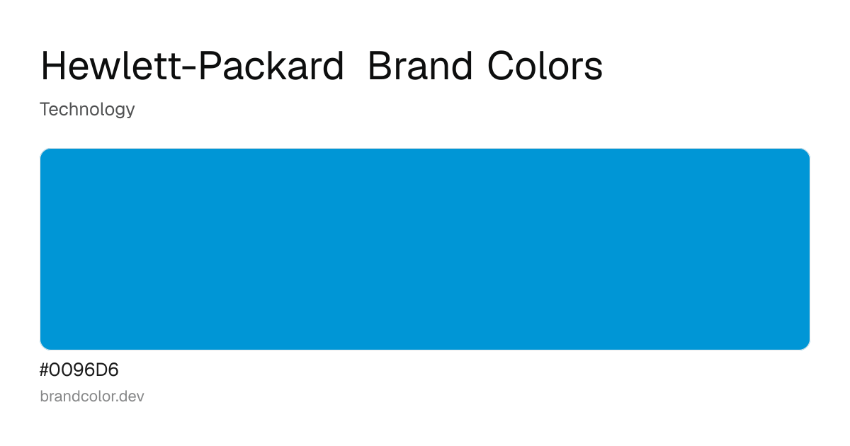 Hewlett-Packard brand color palette with hex codes: #0096D6