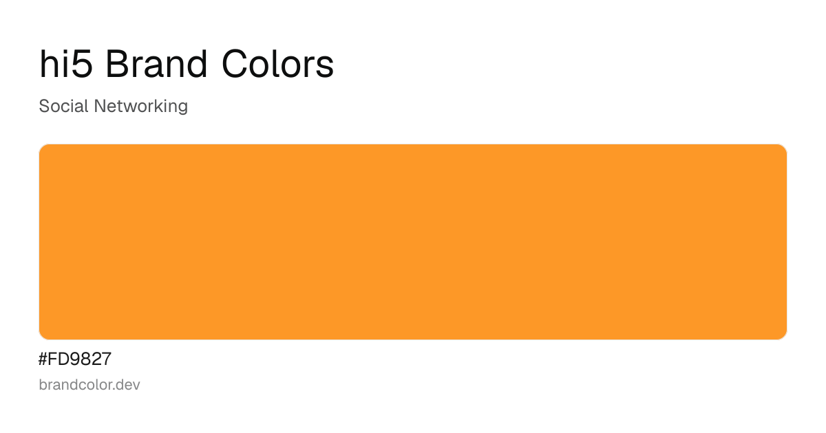 hi5 brand color palette with hex codes: #FD9827