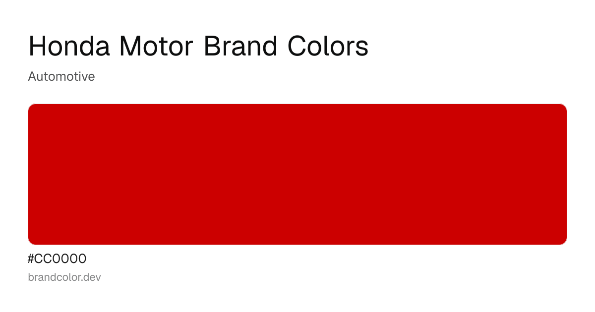 Honda Motor brand color palette with hex codes: #CC0000