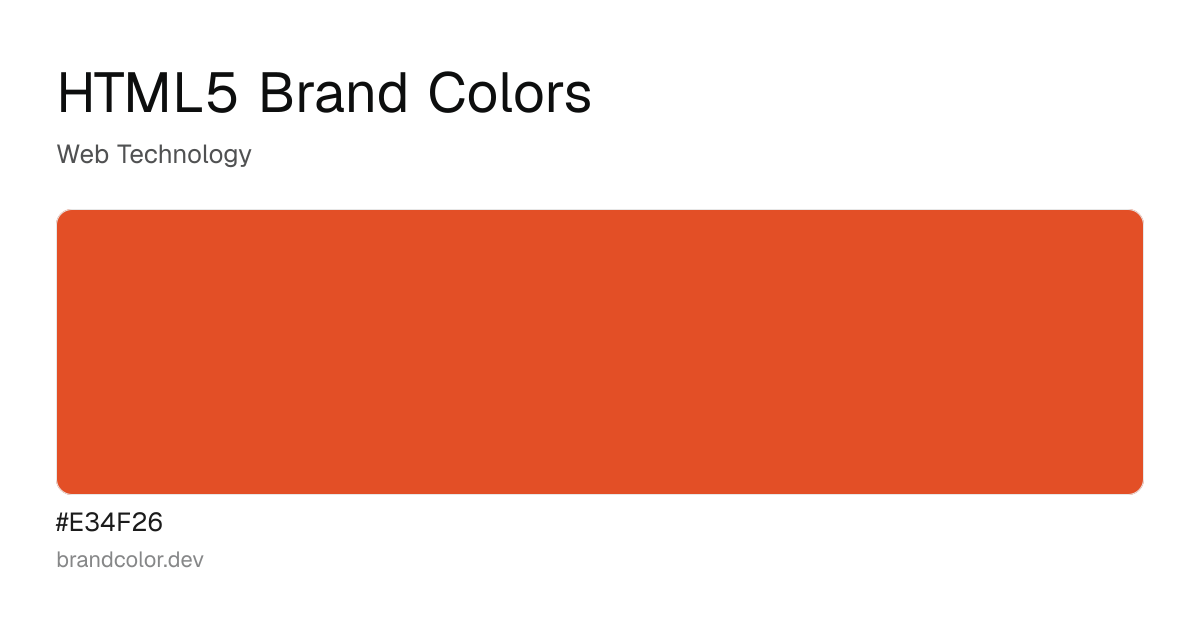 HTML5 brand color palette with hex codes: #E34F26