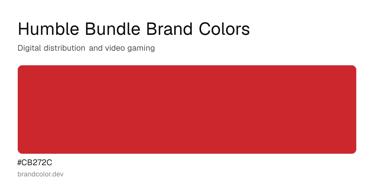 Humble Bundle brand color palette with hex codes: #CB272C