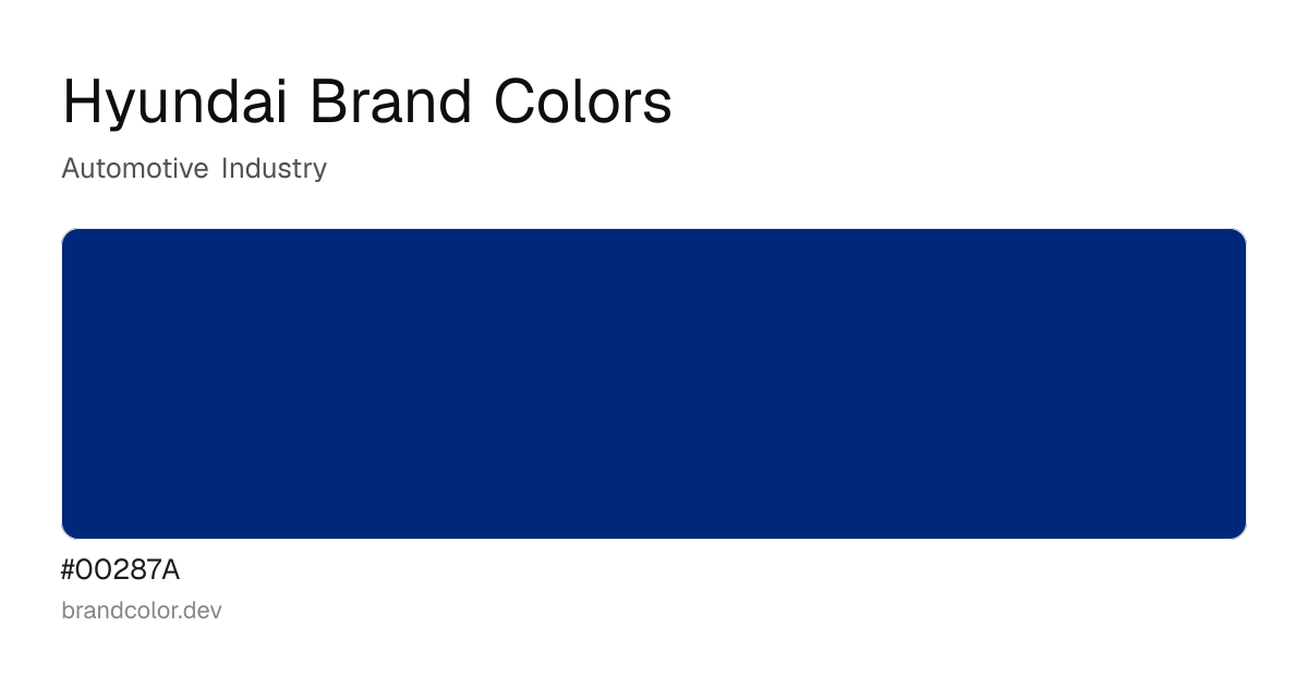 Hyundai brand color palette with hex codes: #00287A