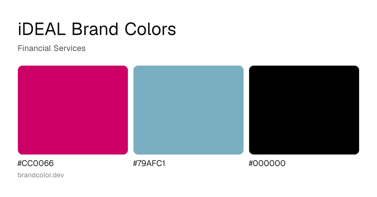 iDEAL brand color palette with hex codes: #CC0066, #79AFC1, #000000
