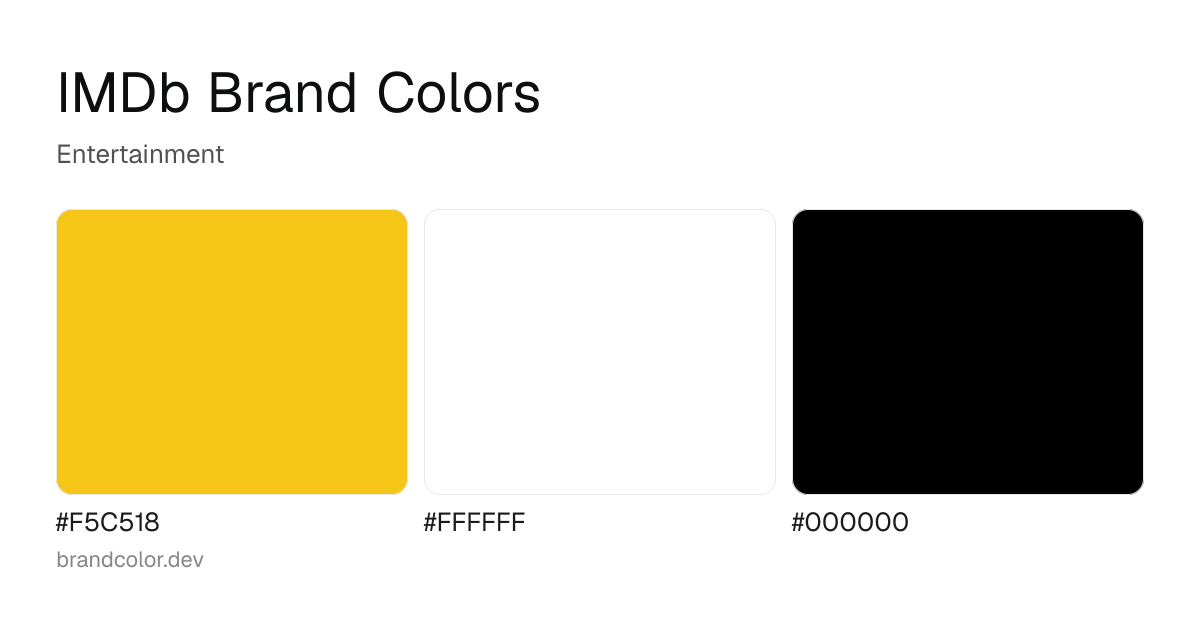 IMDb brand color palette with hex codes: #F5C518, #FFFFFF, #000000