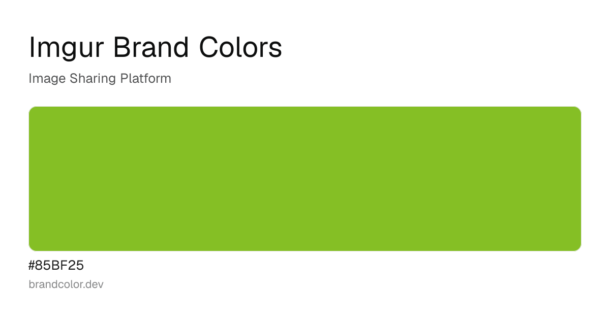Imgur brand color palette with hex codes: #85BF25