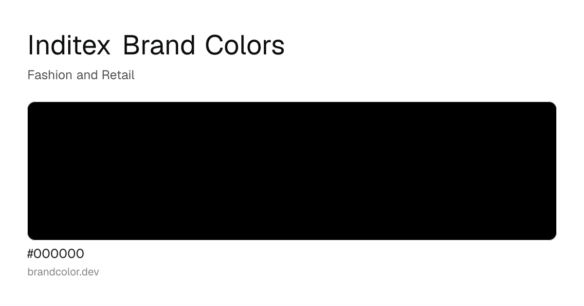 Inditex brand color palette with hex codes: #000000