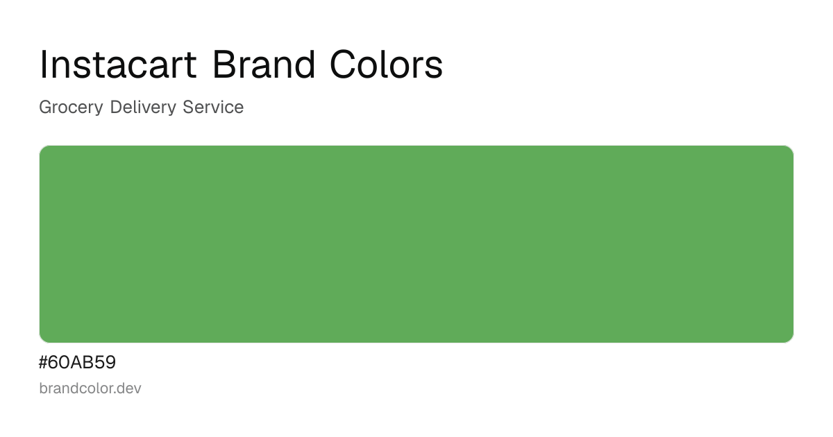 Instacart brand color palette with hex codes: #60AB59