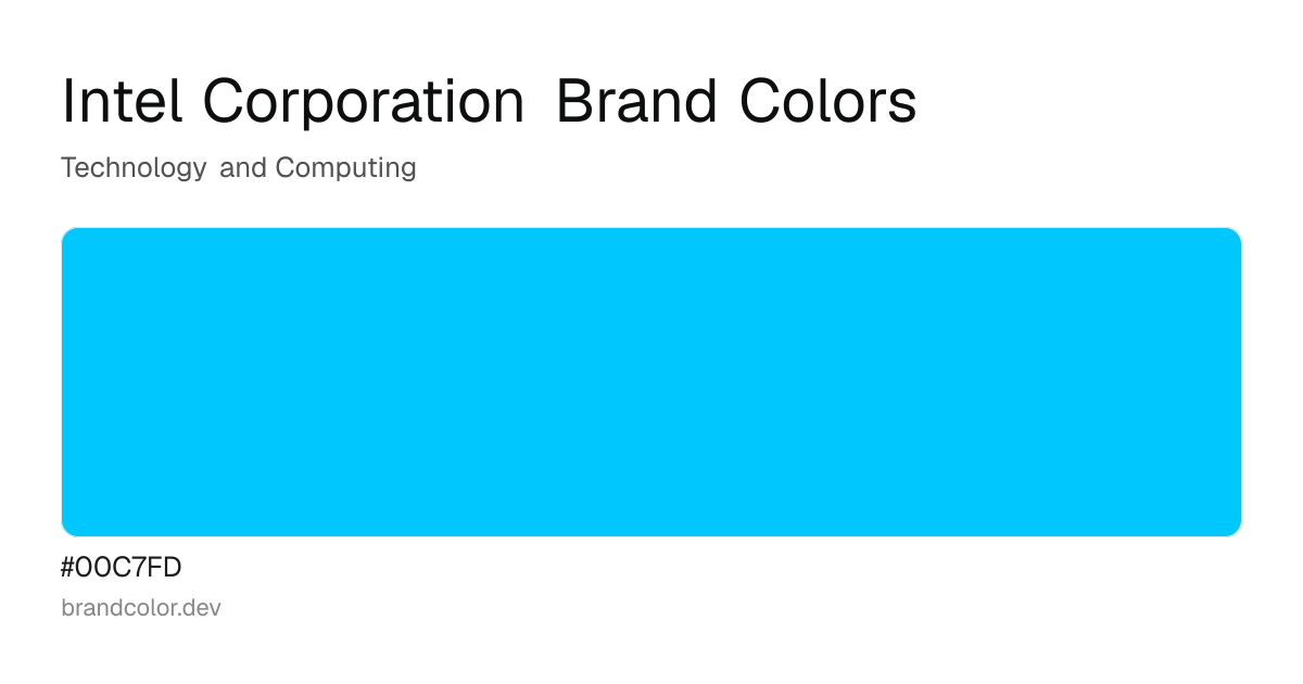 Intel Corporation brand color palette with hex codes: #00C7FD