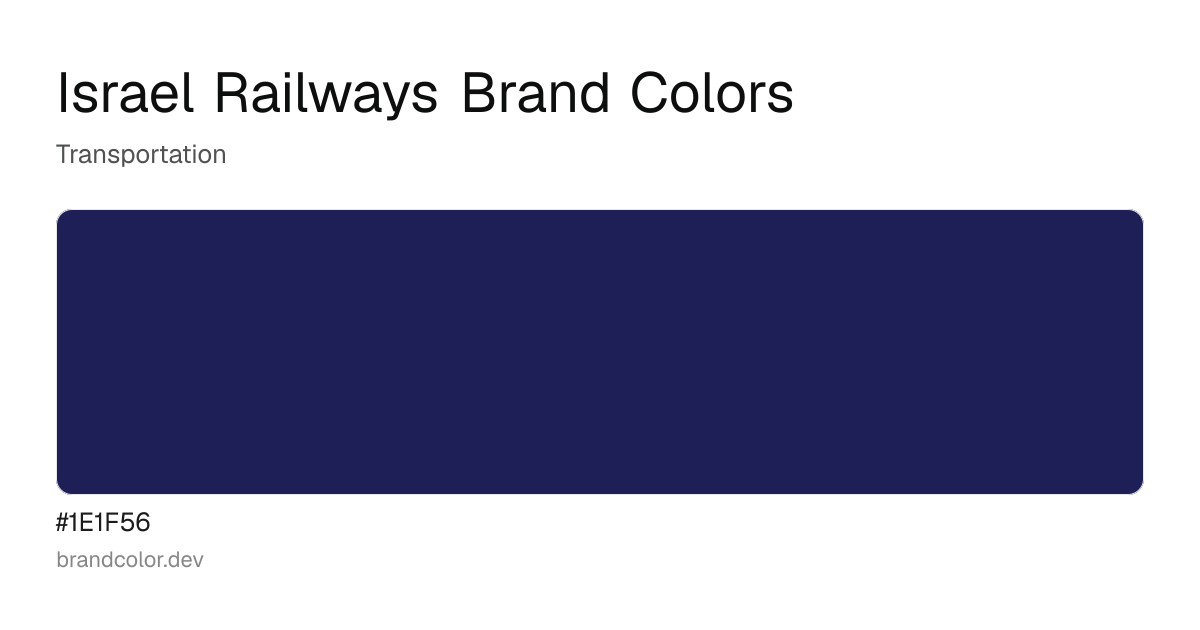 Israel Railways brand color palette with hex codes: #1E1F56