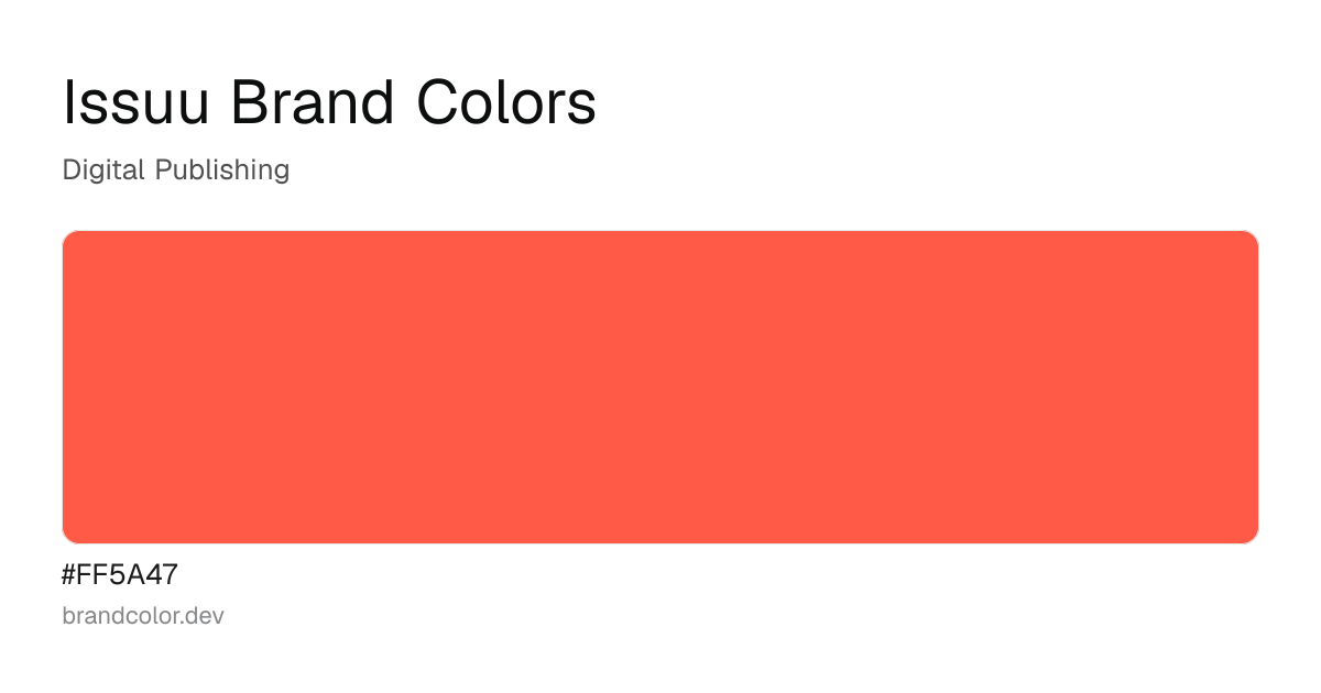 Issuu brand color palette with hex codes: #FF5A47