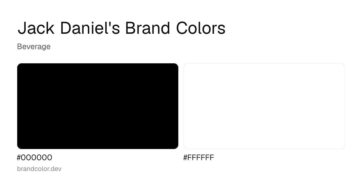Jack Daniel's brand color palette with hex codes: #000000, #FFFFFF