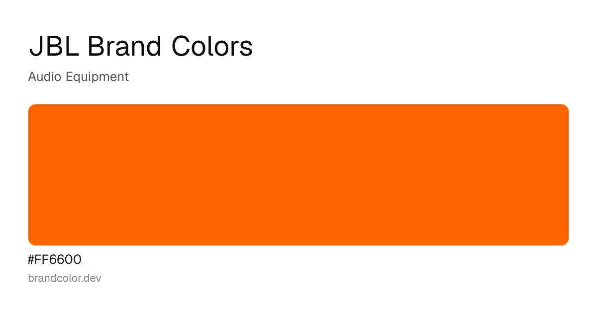 JBL brand color palette with hex codes: #FF6600