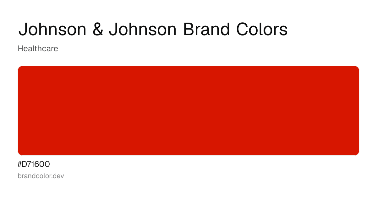 Johnson & Johnson brand color palette with hex codes: #D71600