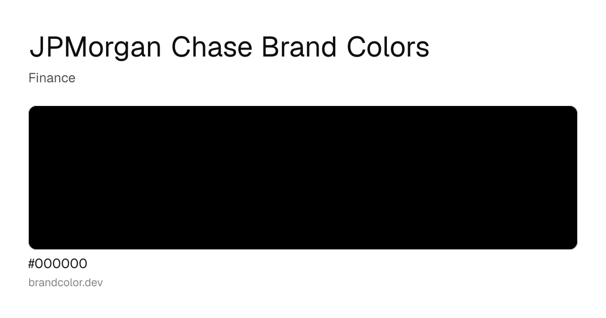 JPMorgan Chase brand color palette with hex codes: #000000