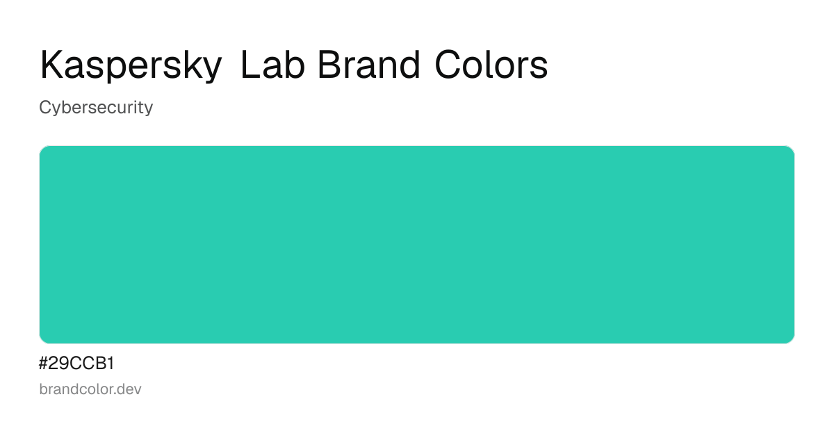 Kaspersky Lab brand color palette with hex codes: #29CCB1