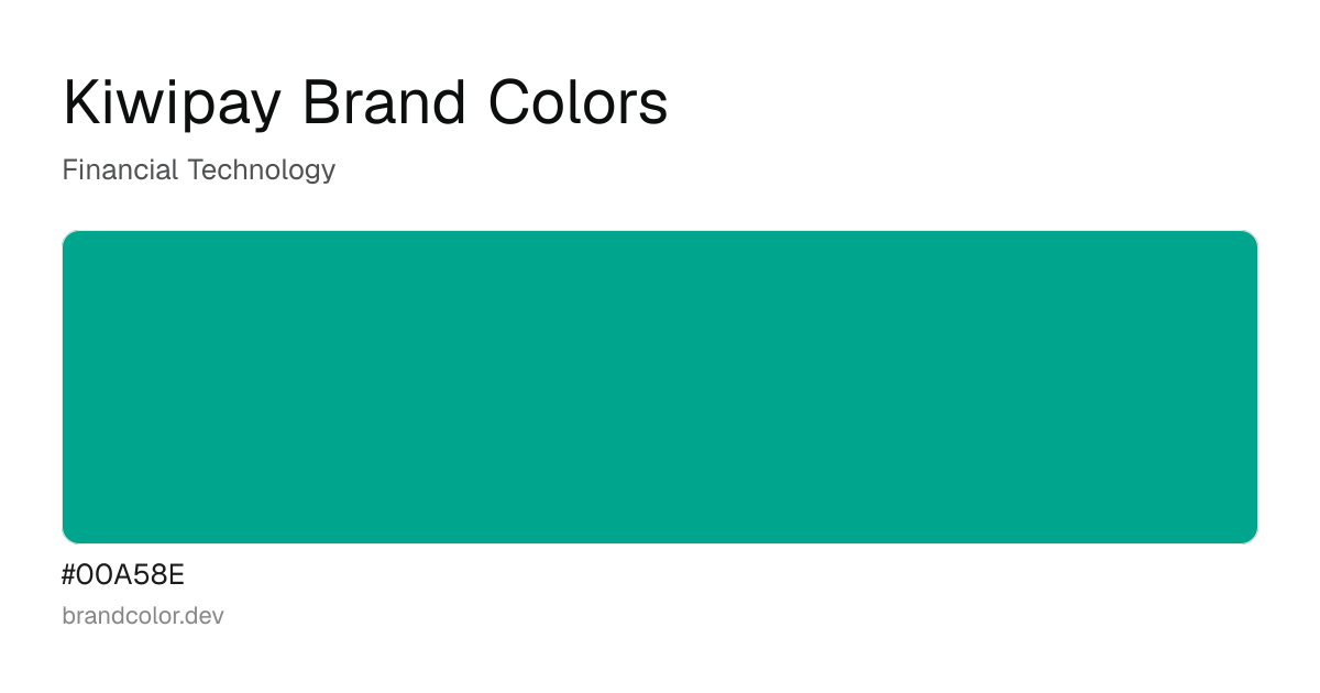 Kiwipay brand color palette with hex codes: #00A58E