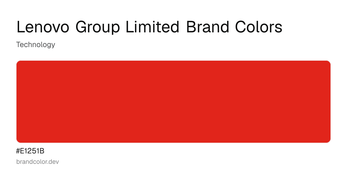 Lenovo Group Limited brand color palette with hex codes: #E1251B