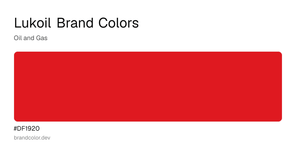 Lukoil brand color palette with hex codes: #DF1920