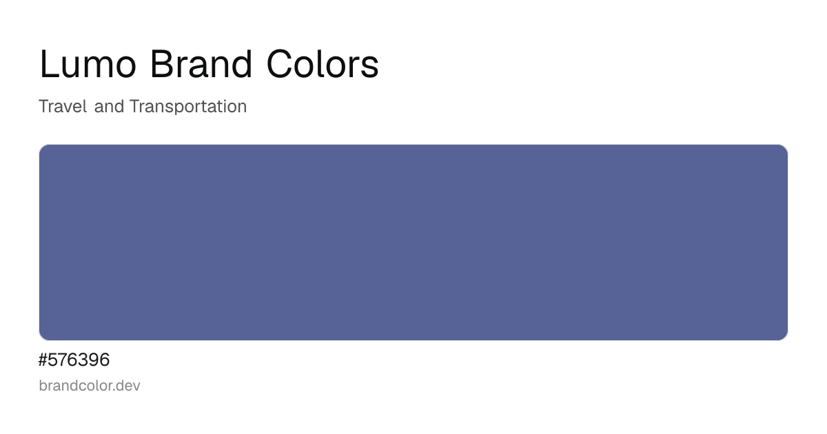 Lumo brand color palette with hex codes: #576396