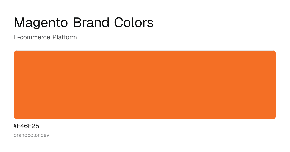 Magento brand color palette with hex codes: #F46F25