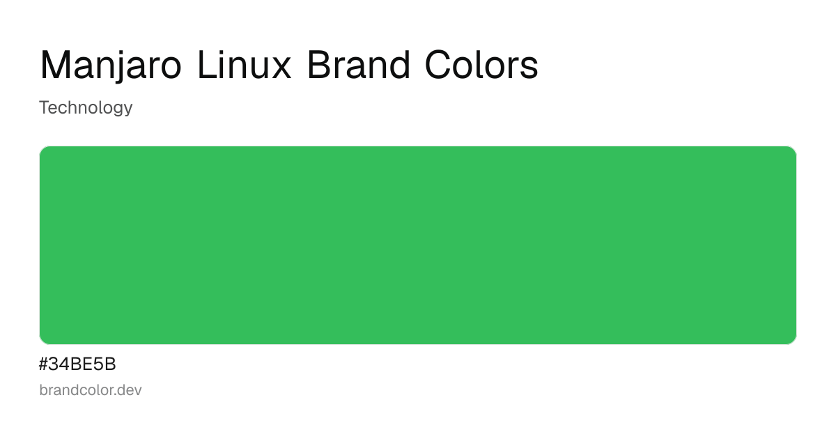 Manjaro Linux brand color palette with hex codes: #34BE5B
