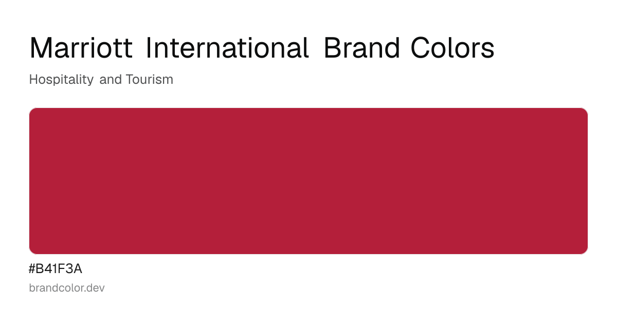 Marriott International brand color palette with hex codes: #B41F3A