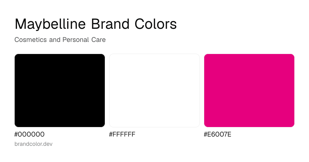 Maybelline brand color palette with hex codes: #000000, #FFFFFF, #E6007E