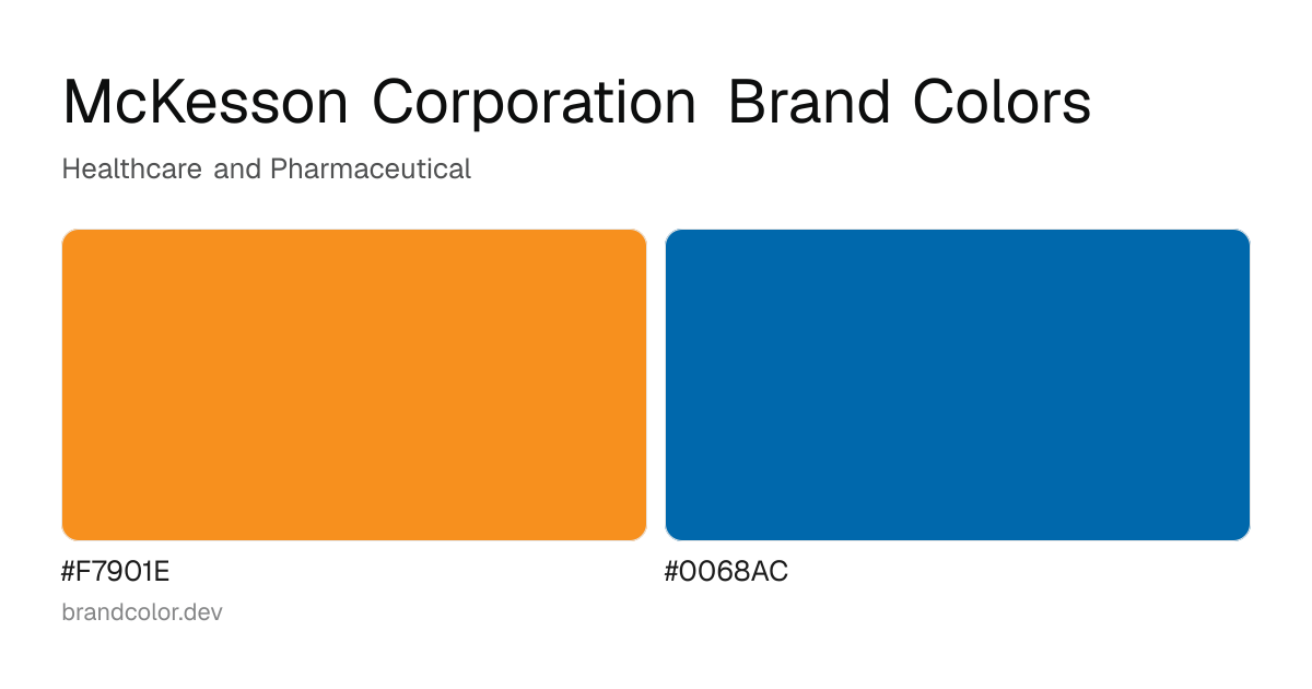 McKesson Corporation brand color palette with hex codes: #F7901E, #0068AC