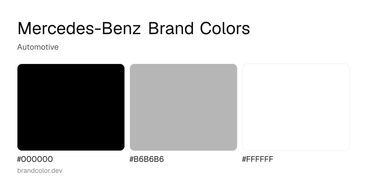 Mercedes-Benz brand color palette with hex codes: #000000, #B6B6B6, #FFFFFF