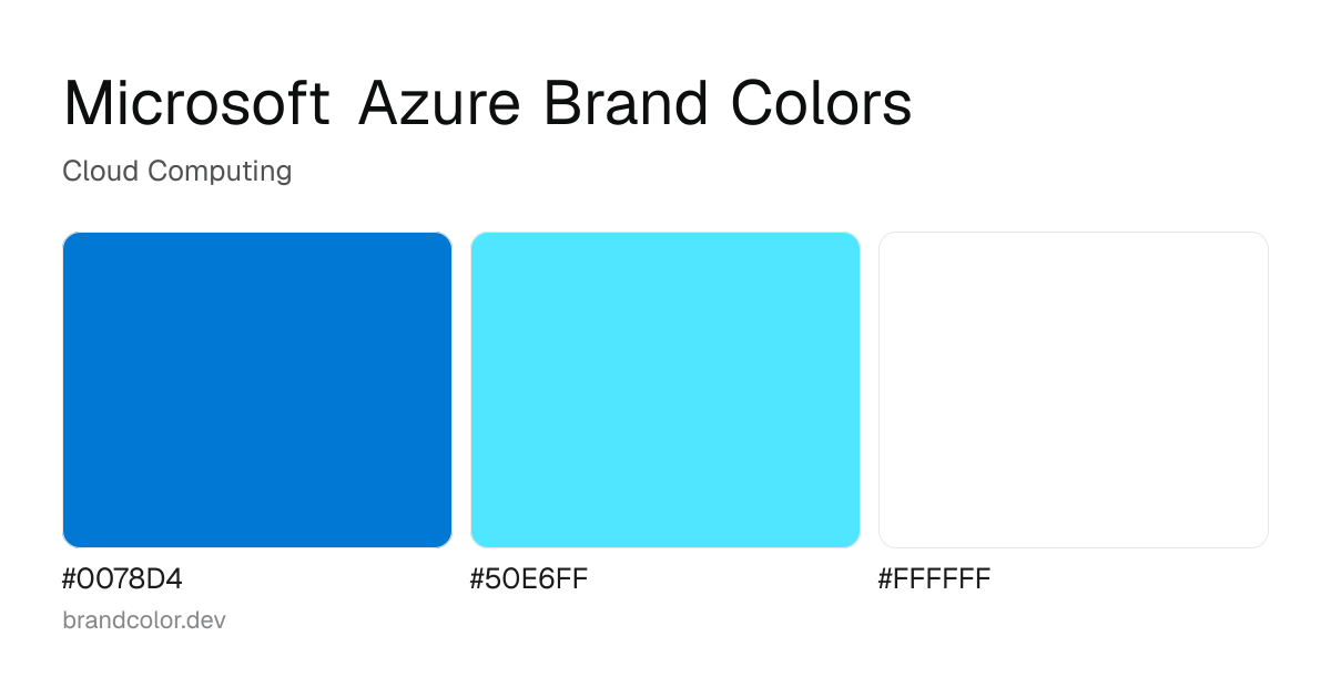 Microsoft Azure brand color palette with hex codes: #0078D4, #50E6FF, #FFFFFF