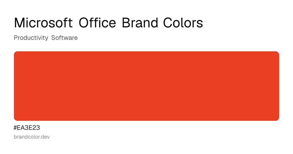 Microsoft Office brand color palette with hex codes: #EA3E23