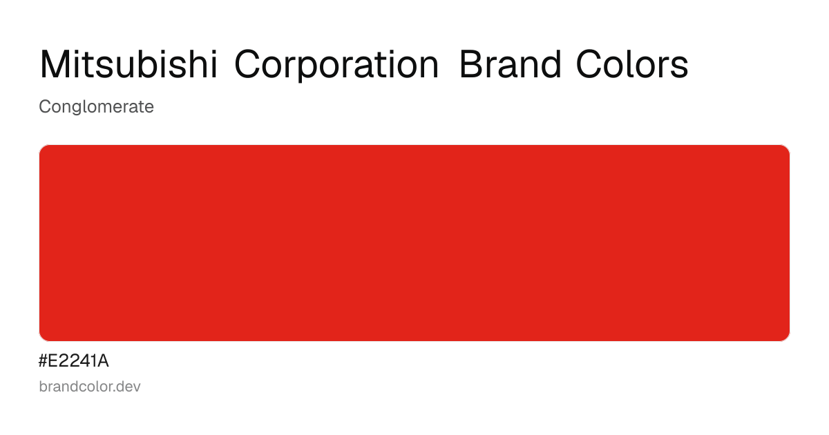 Mitsubishi Corporation brand color palette with hex codes: #E2241A
