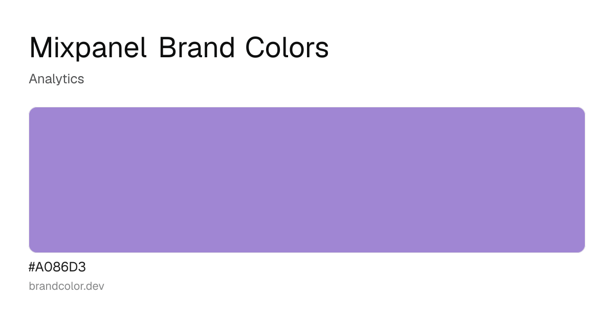 Mixpanel brand color palette with hex codes: #A086D3