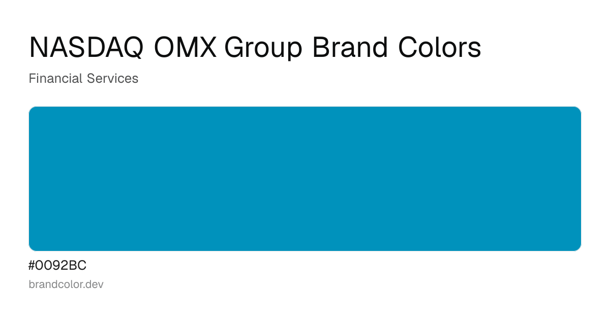 NASDAQ OMX Group brand color palette with hex codes: #0092BC