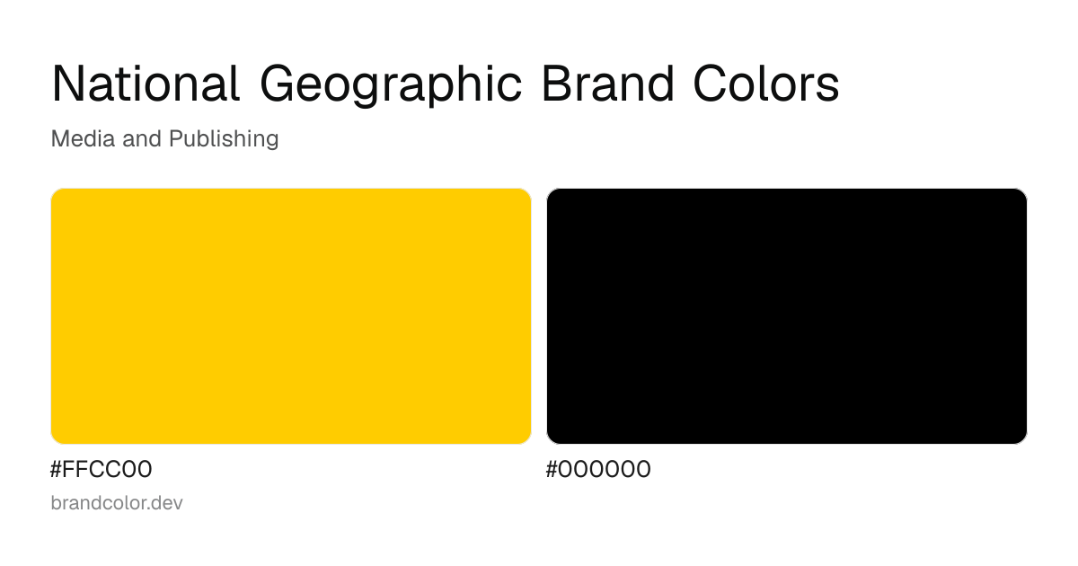 National Geographic brand color palette with hex codes: #FFCC00, #000000