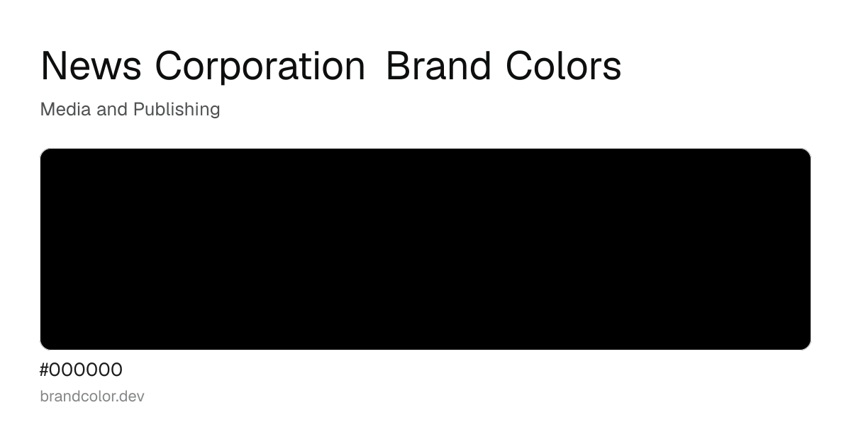 News Corporation brand color palette with hex codes: #000000