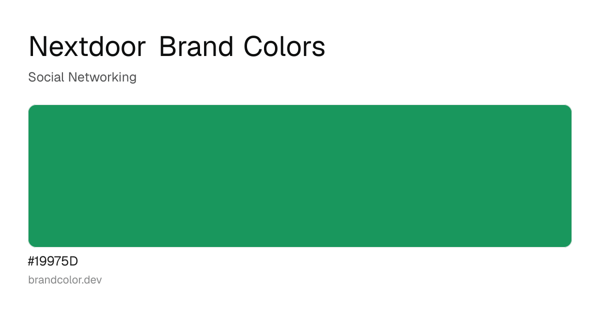 Nextdoor brand color palette with hex codes: #19975D