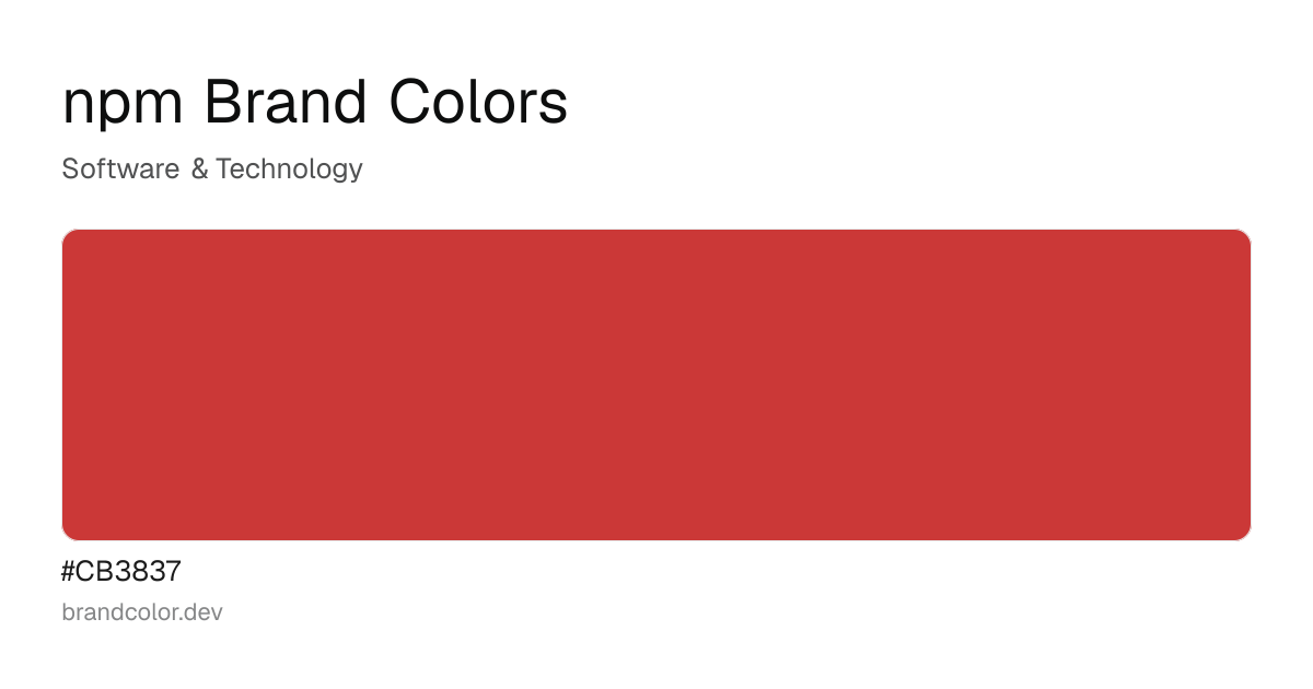 npm brand color palette with hex codes: #CB3837