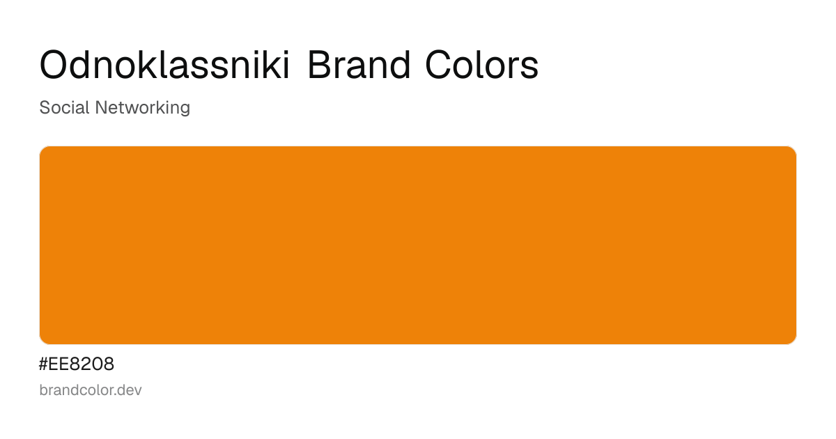 Odnoklassniki brand color palette with hex codes: #EE8208