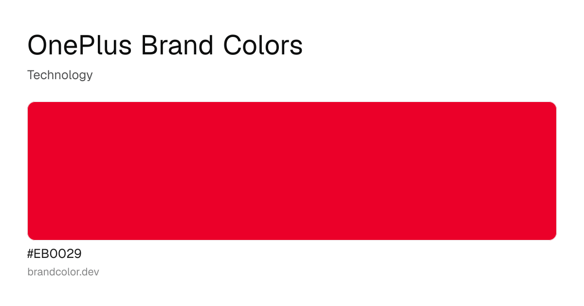 OnePlus brand color palette with hex codes: #EB0029