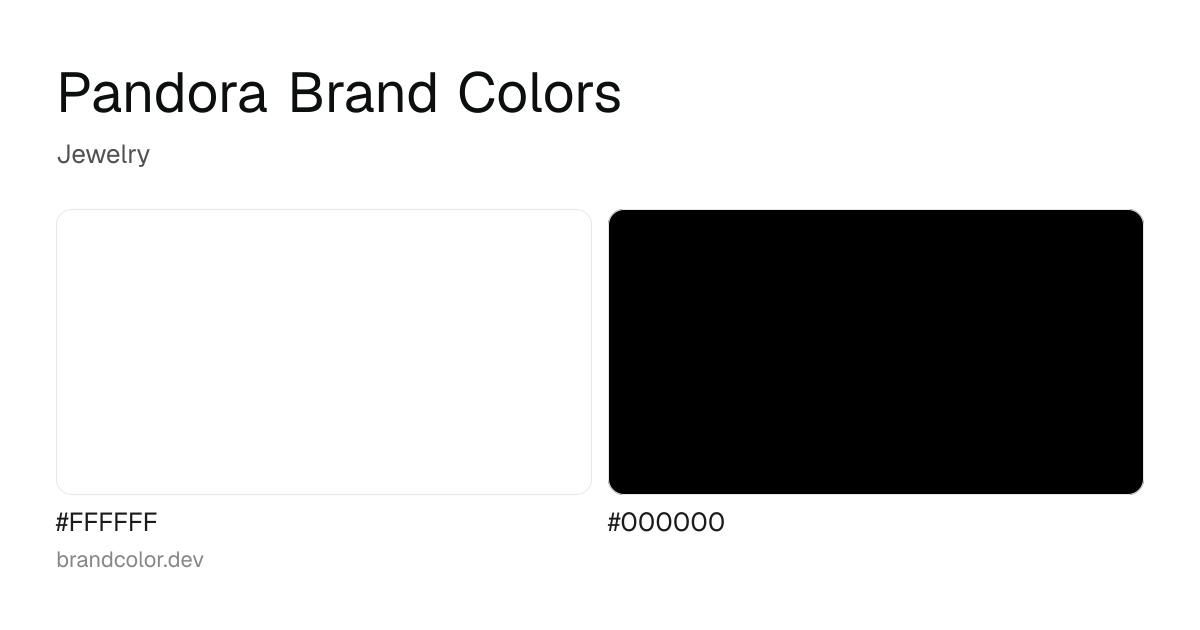 Pandora brand color palette with hex codes: #FFFFFF, #000000