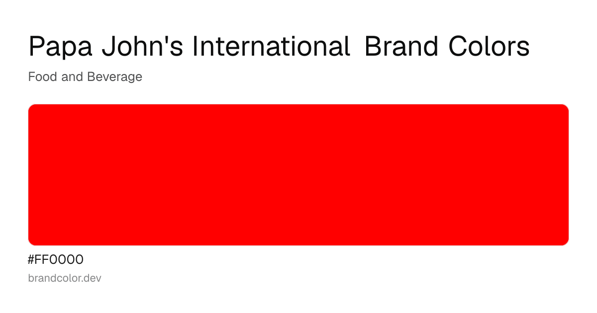 Papa John's International brand color palette with hex codes: #FF0000
