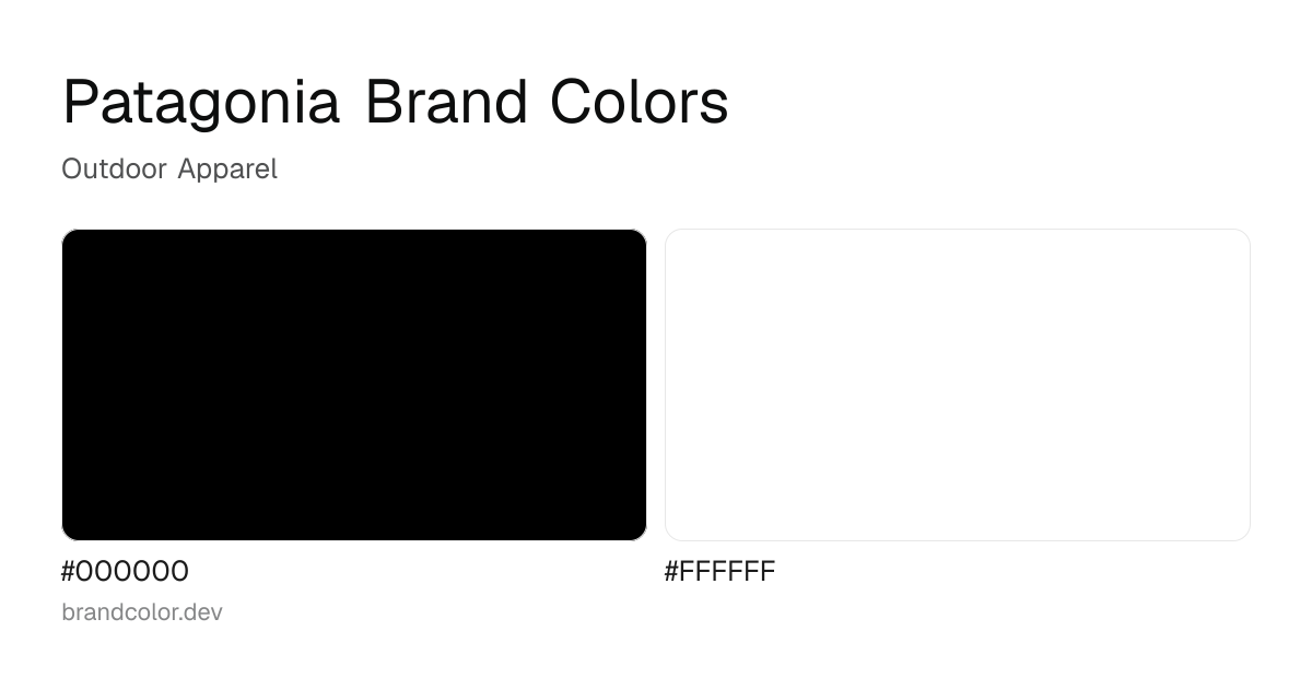Patagonia brand color palette with hex codes: #000000, #FFFFFF
