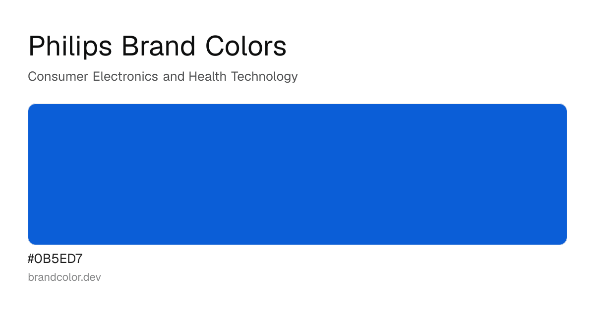 Philips brand color palette with hex codes: #0B5ED7