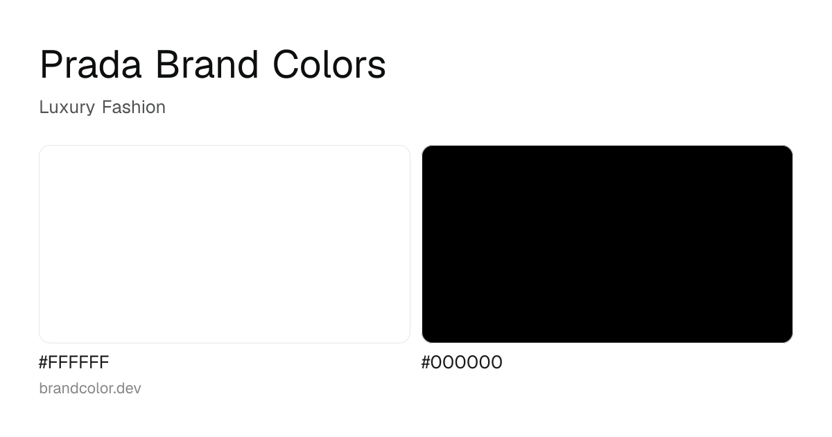 Prada brand color palette with hex codes: #FFFFFF, #000000