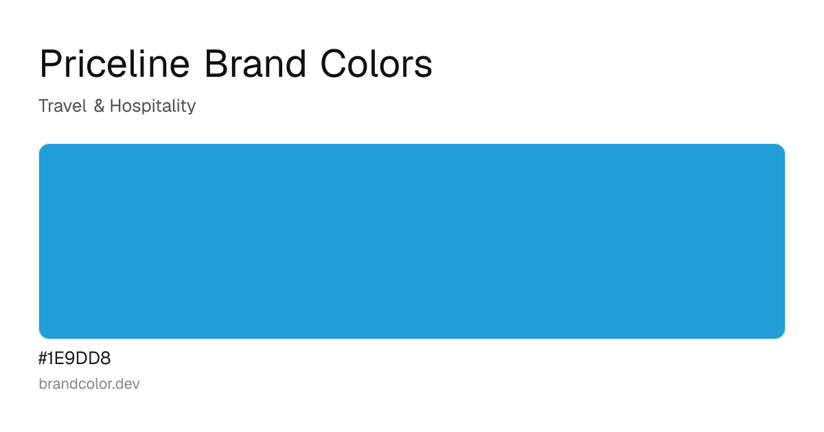 Priceline brand color palette with hex codes: #1E9DD8